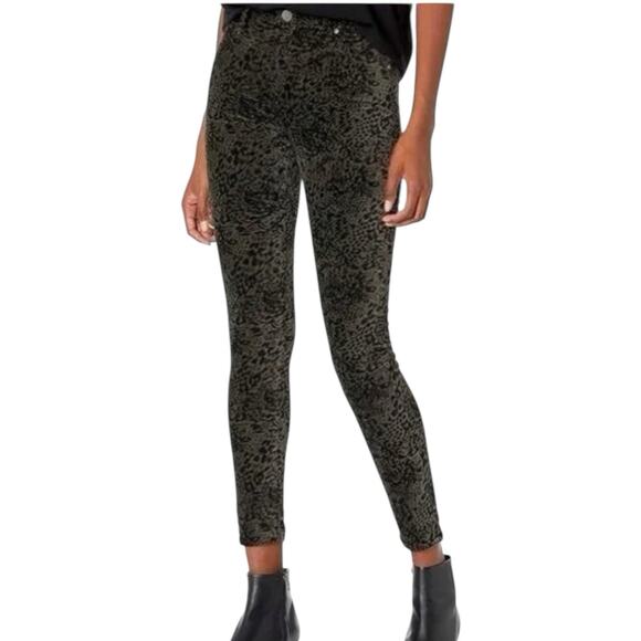 NWT AG Adriano Goldschmied Farrah Velvet Animal Print Skinny Ankle Jeans Size 25 - Picture 1 of 9